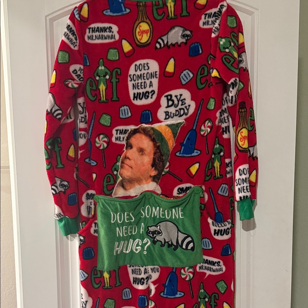 Women’s Christmas Buddy the elf Themed Red Onesie Pajamas